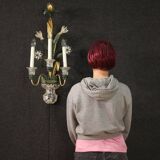 Italian crystal and metal wall lamp from the 70s