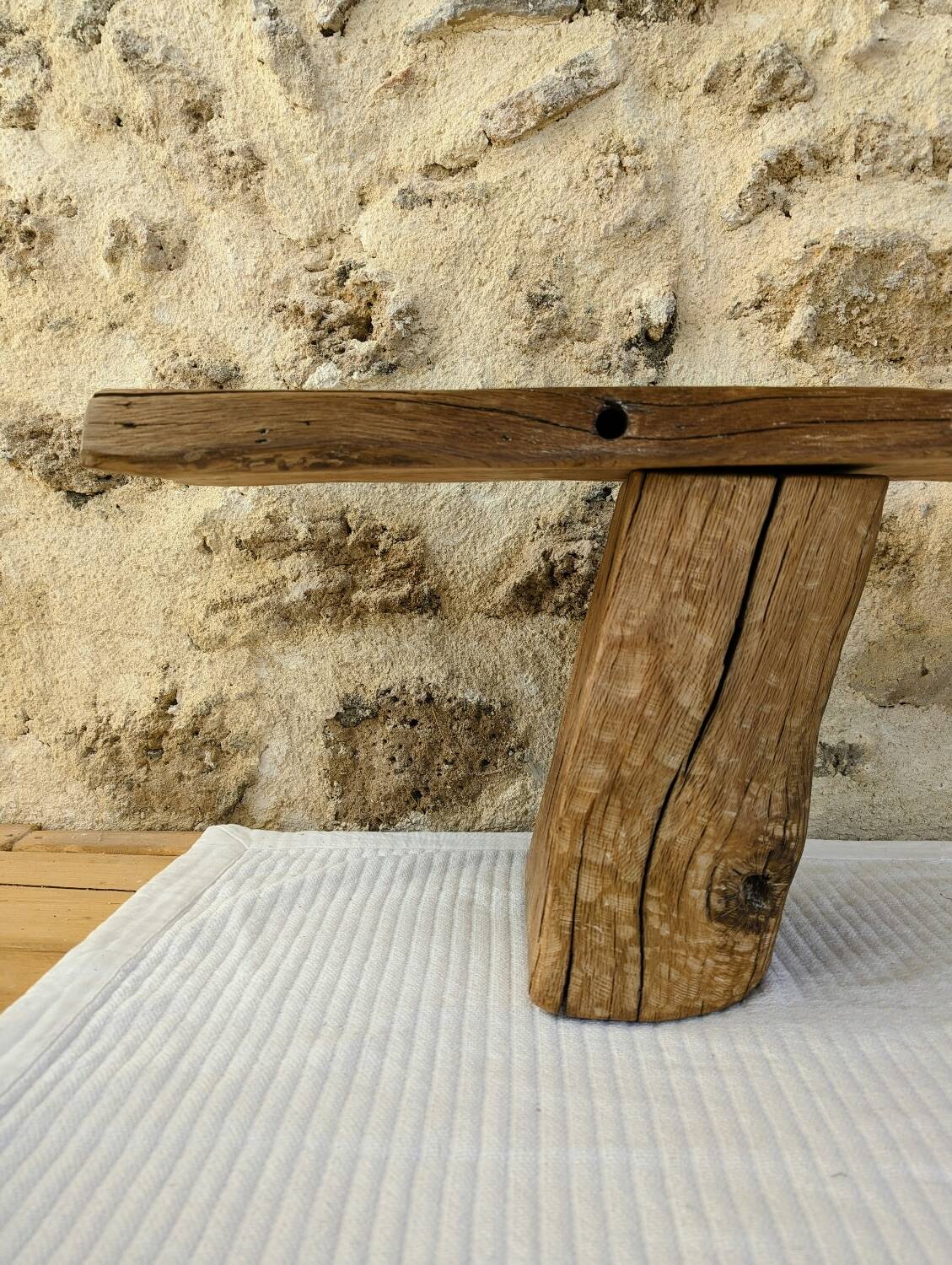 Low raw oak console