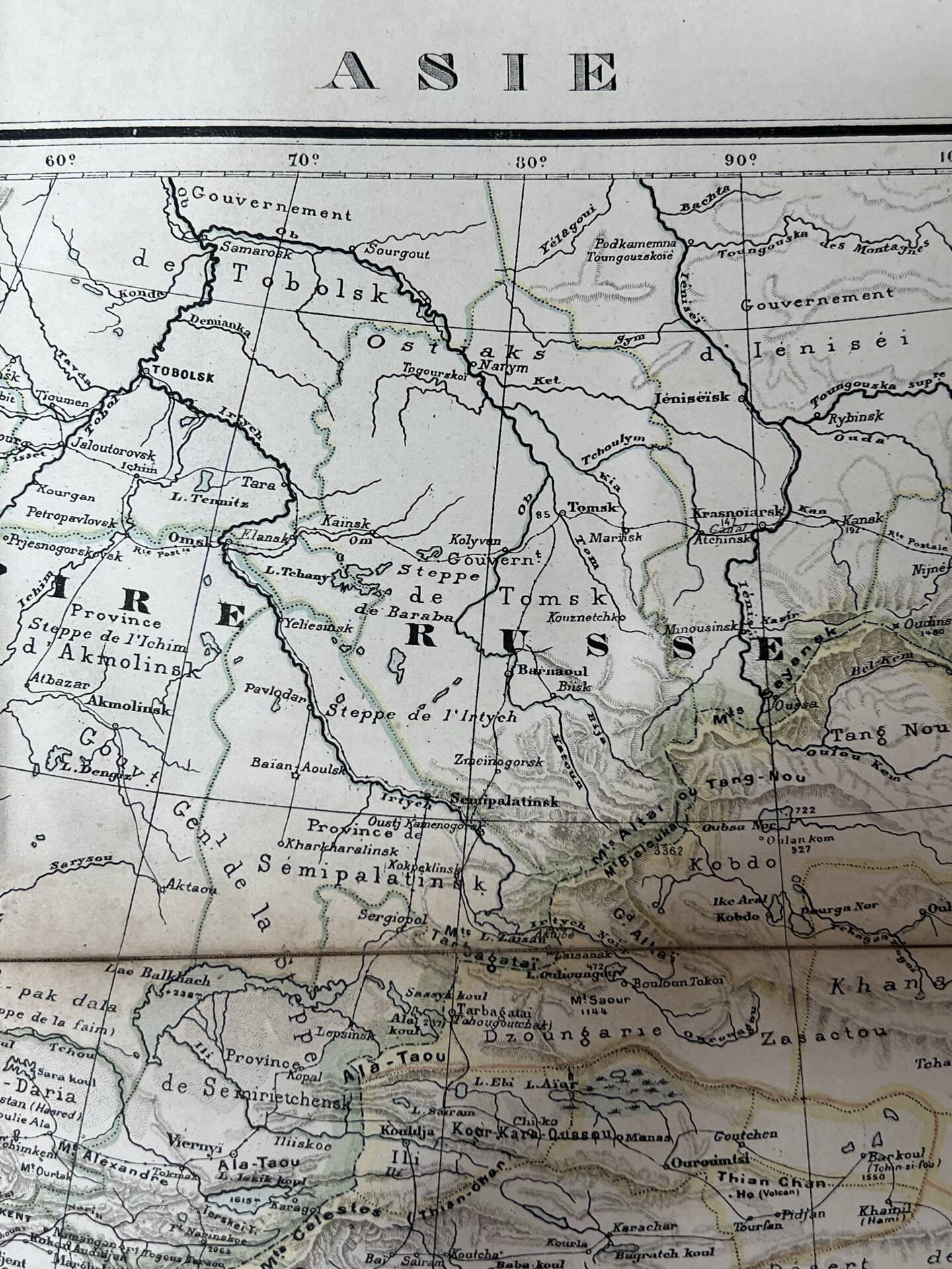 Carte ancienne Asie 69,5x52,5cm