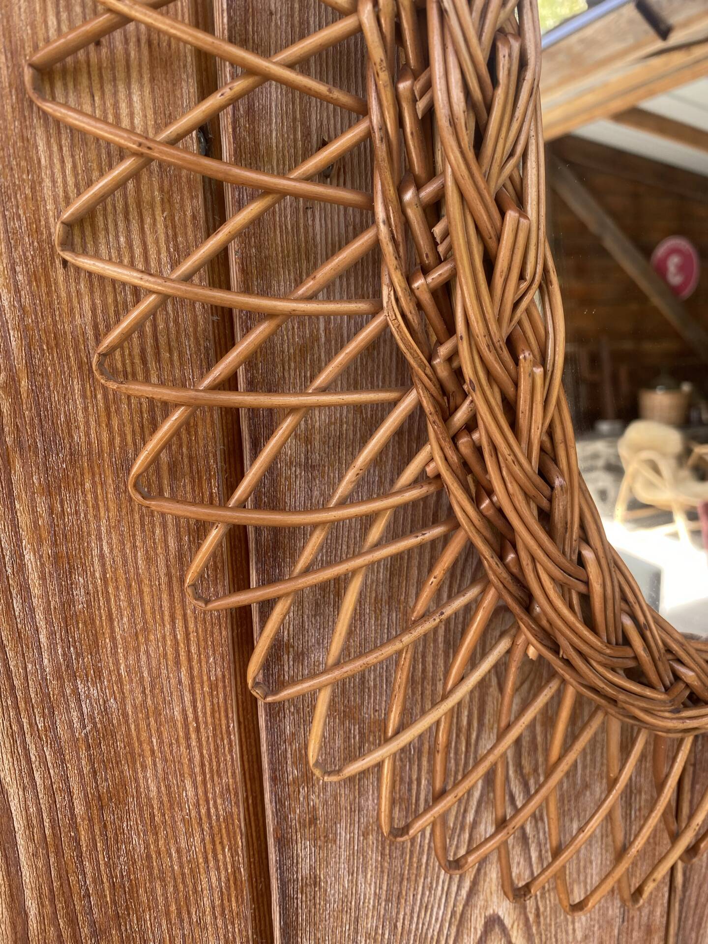 Vintage oval rattan mirror 57x40