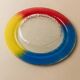 Vintage Murano glass bowl - blue, red, and yellow glass with bubbles - Italy 1980s - Pop Art design