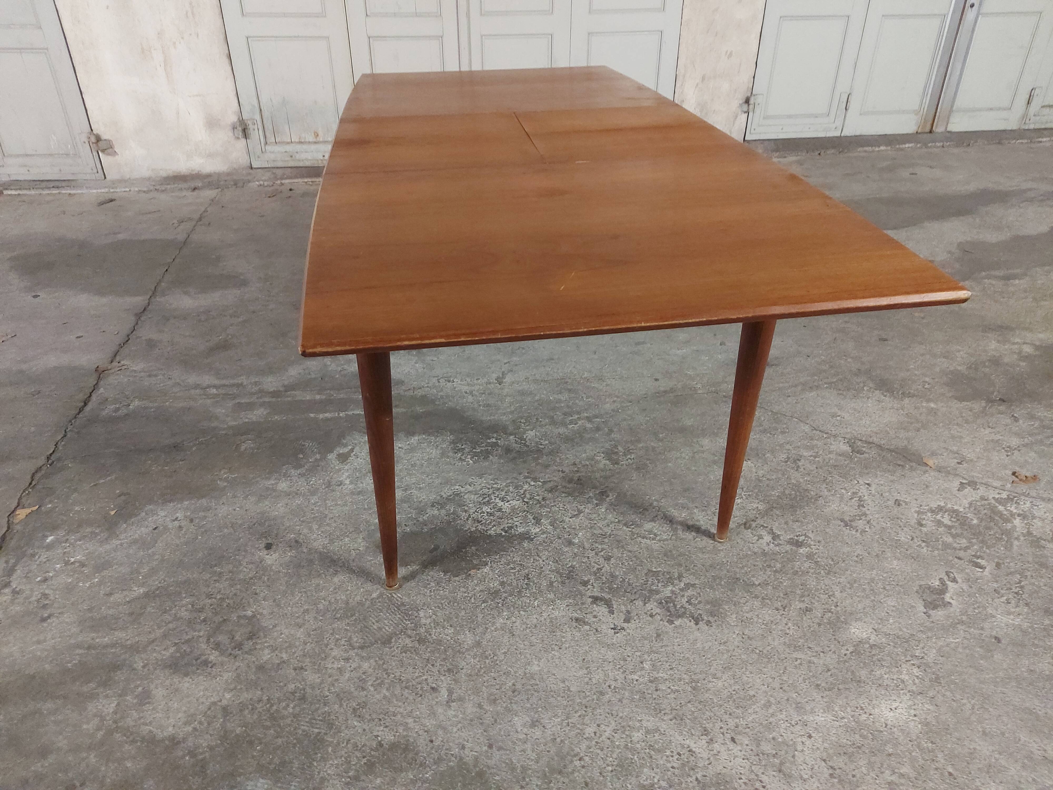 Scandinavian teak table with built-in extension
