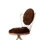 1960s vanity chair in chocolate brown velvet and gold brass — boudoir style