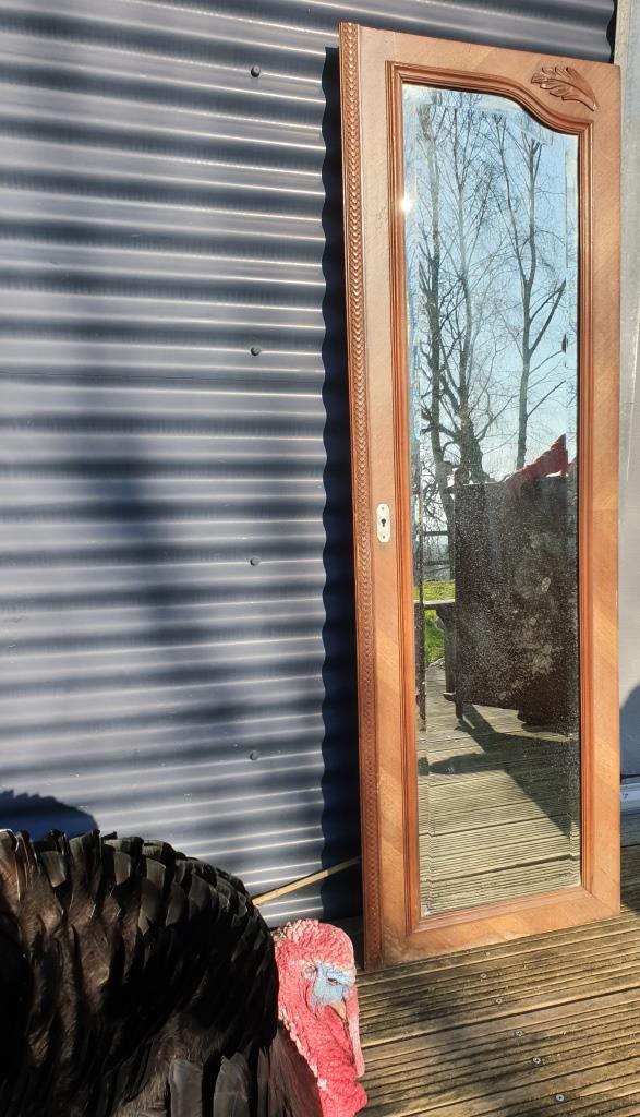 Beveled door mirror "in its juice" XIXth