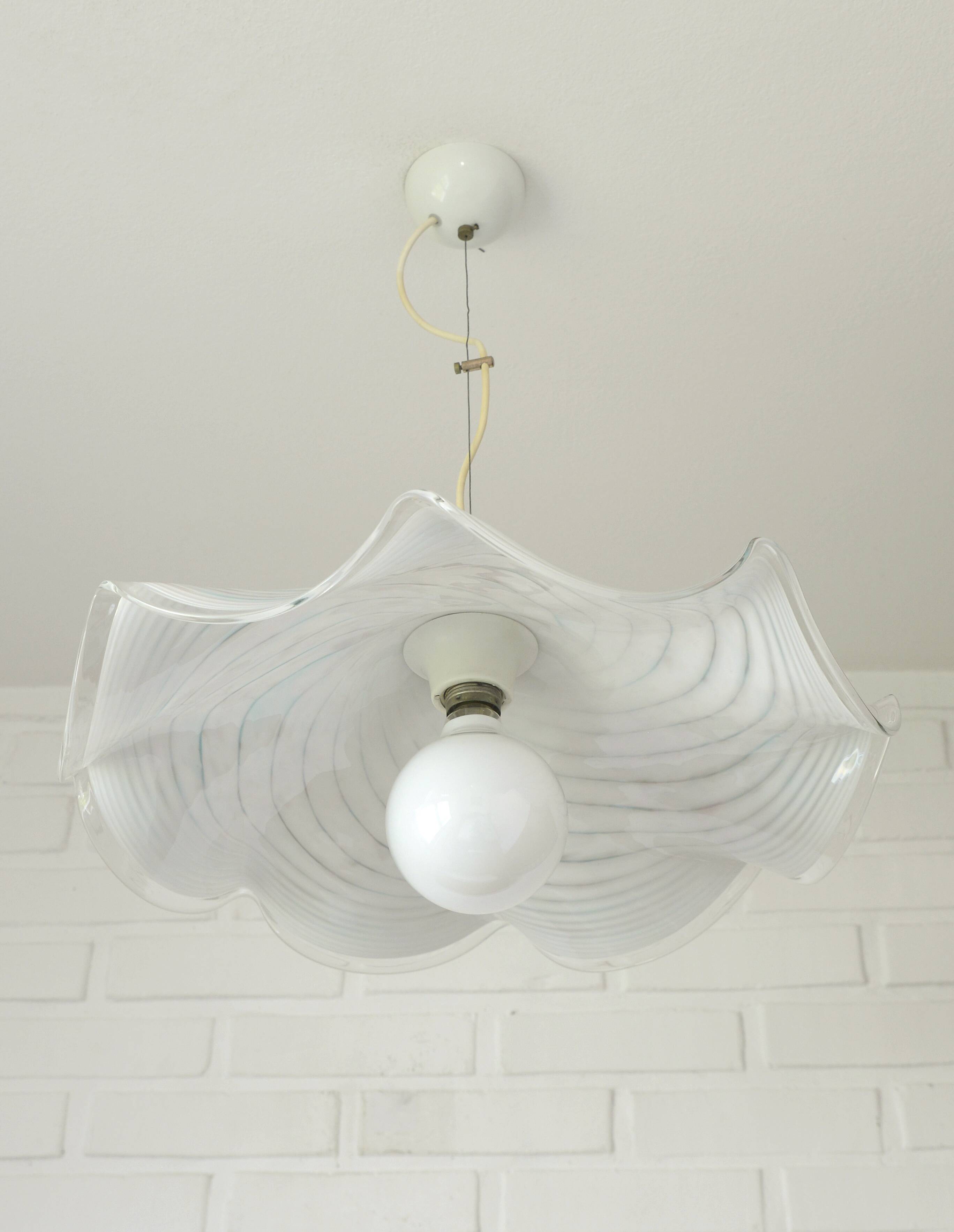 Vintage Murano lamp / swirl glass chandelier / unique hanging lamp 1980's