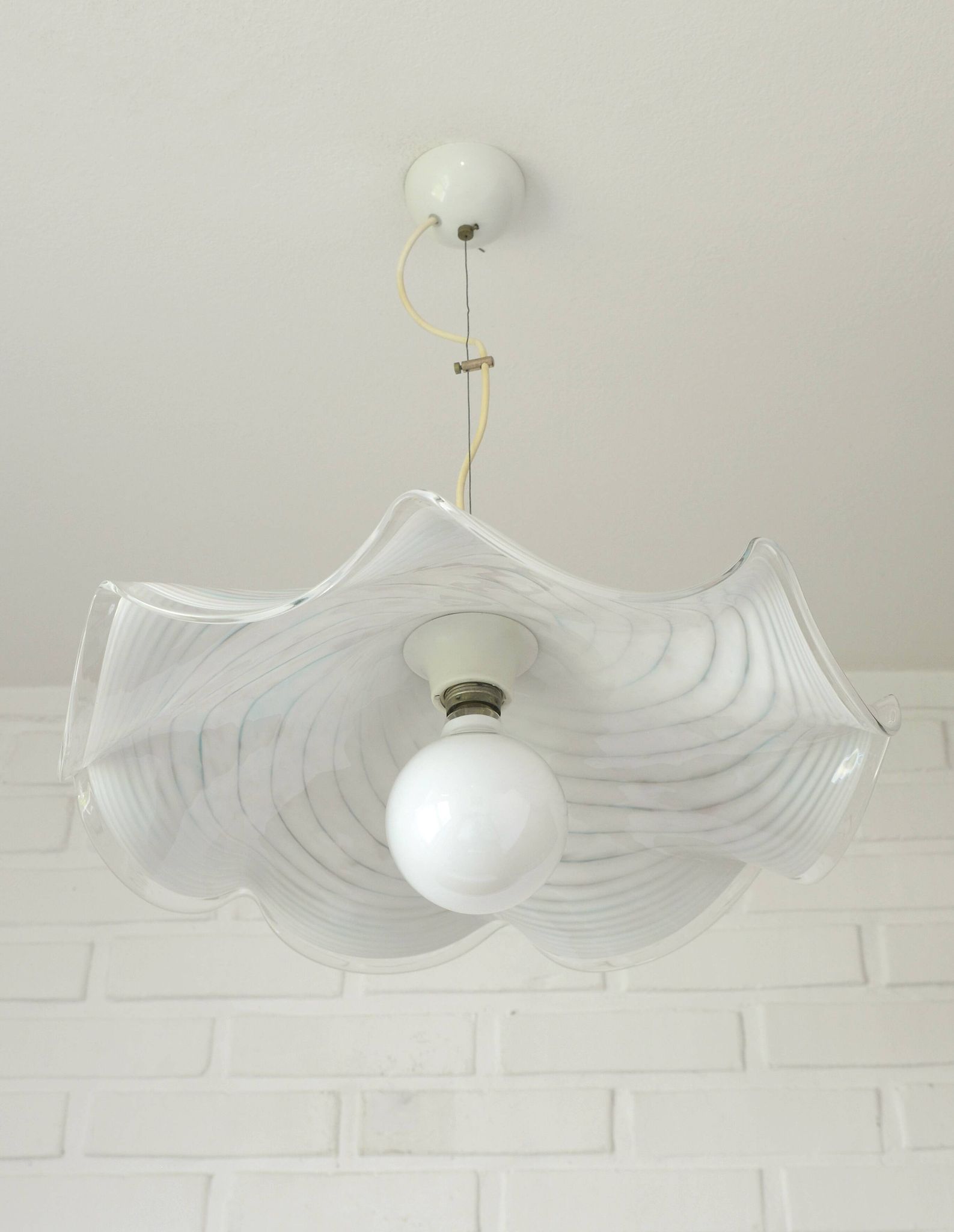 Vintage Murano lamp / swirl glass chandelier / unique hanging lamp 1980's
