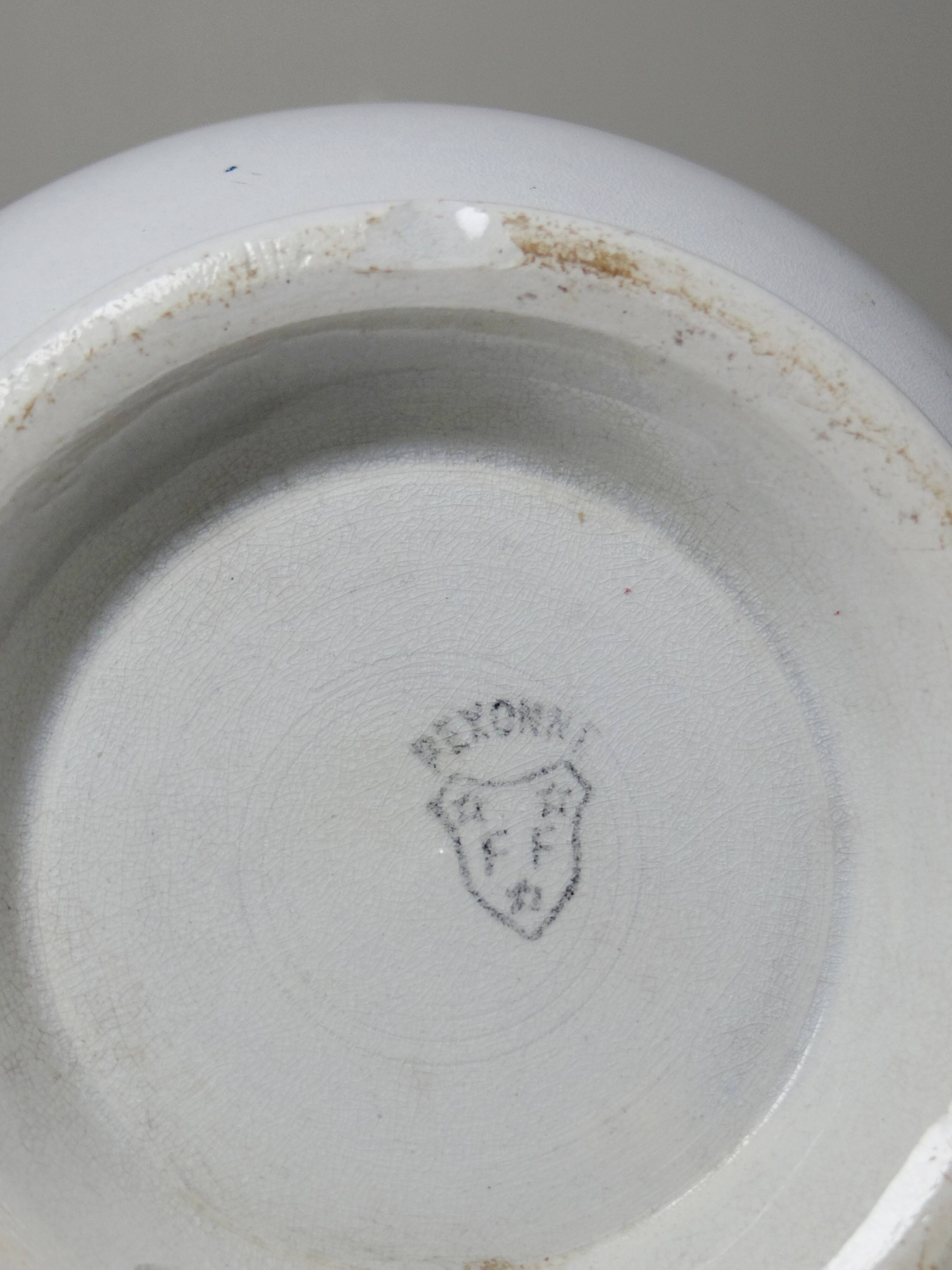 Antique white earthenware toilet jug from Pexonne, France
