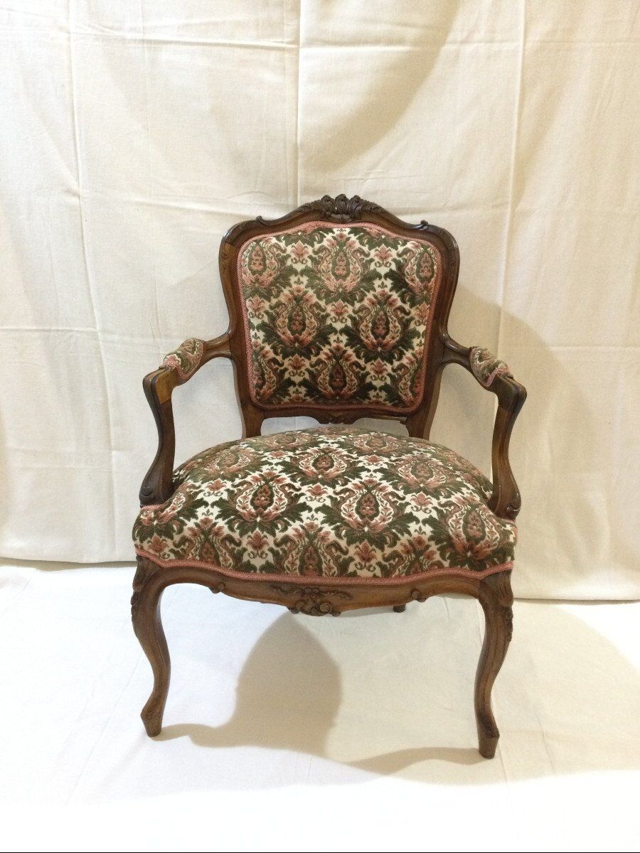 Louis xv style armchair in walnut
