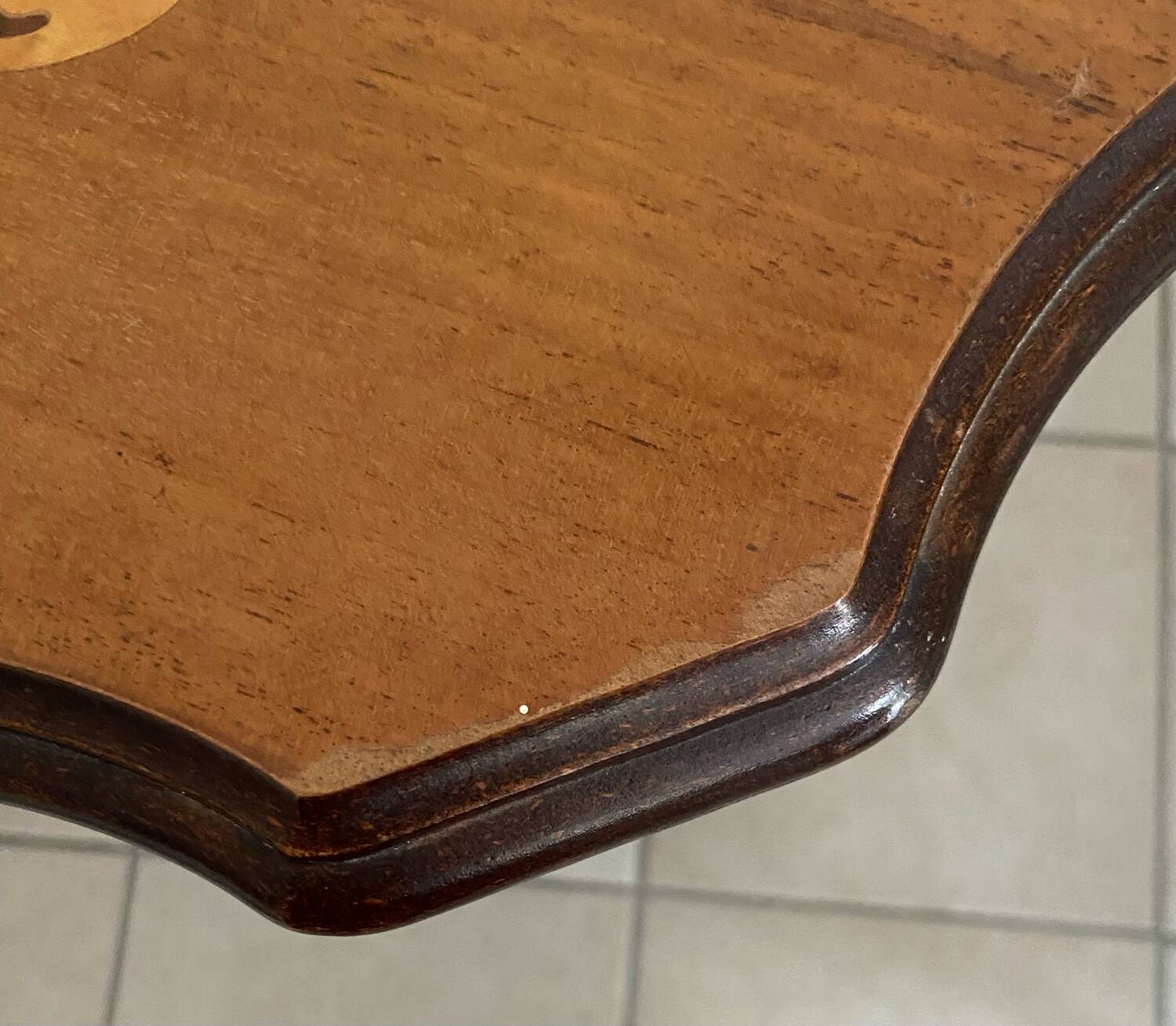 Old small marquetry pedestal table