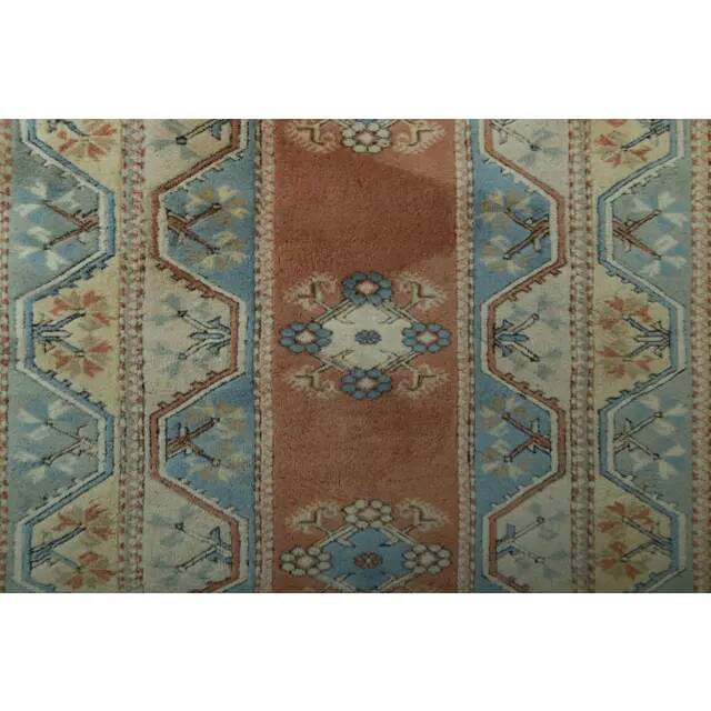 1970s Vintage Turkish Handmade Wool & Cotton Orange Area Rug 125x195