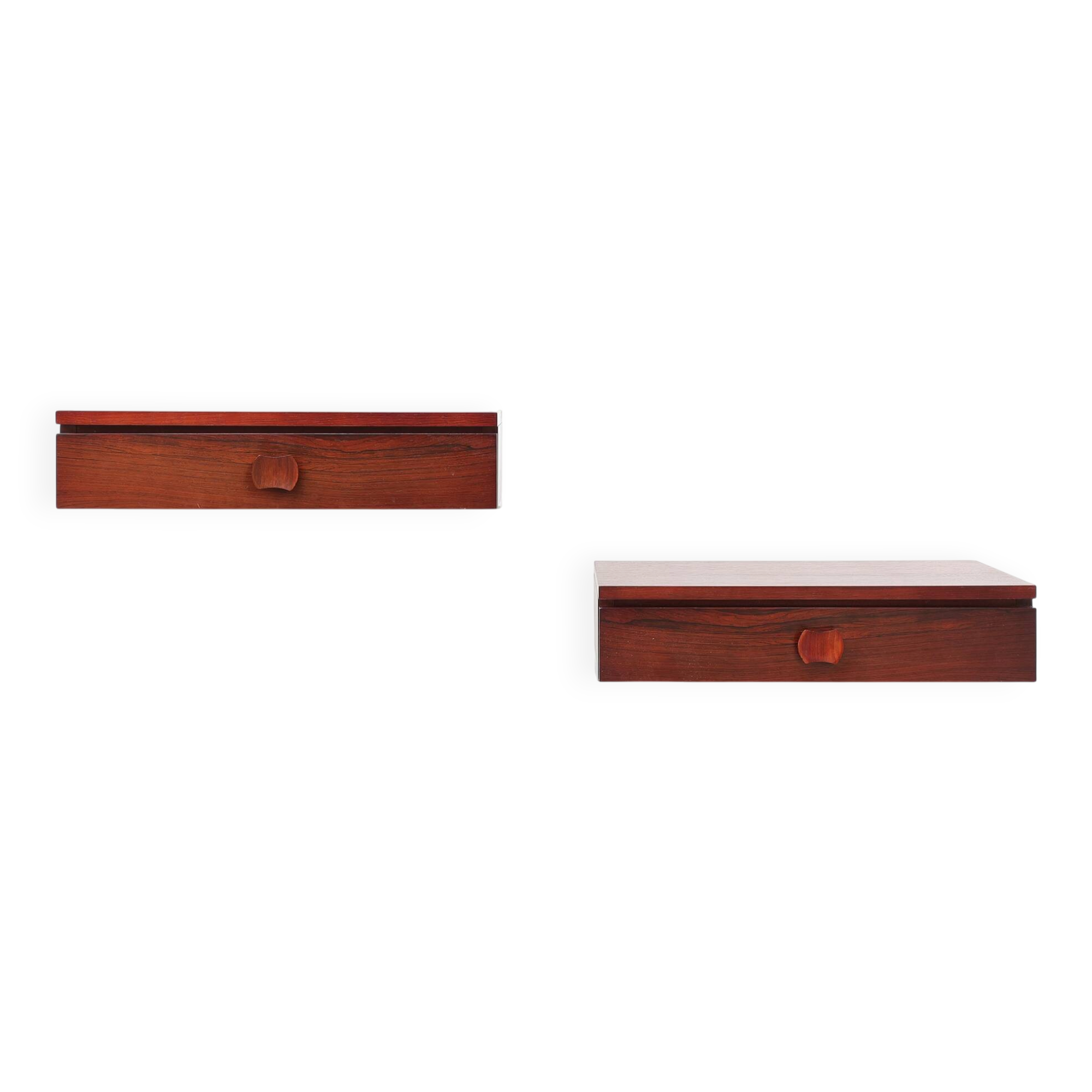 Pair of Mid-Century Modern Danish Wall-Mounted Nightstands in Walnut