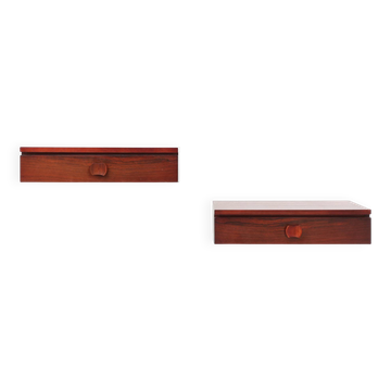 Pair of Mid-Century Modern Danish Wall-Mounted Nightstands in Walnut