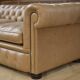 Beige leather Chesterfield sofa handmade in England.