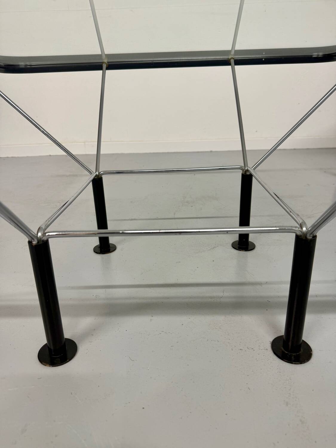 Niels Bendtsen architectural metal glass coffee table from the 70s