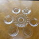 Dish and 6 duralex plates in vintage transparent glass 1970