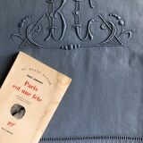 Old linen and cotton sheet tinted in gray green