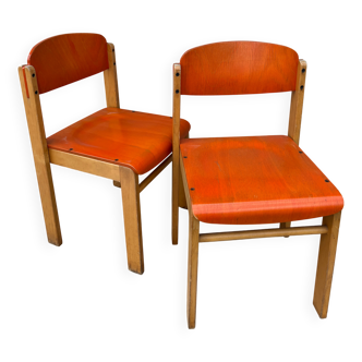 2 chaises enfant vintage bois