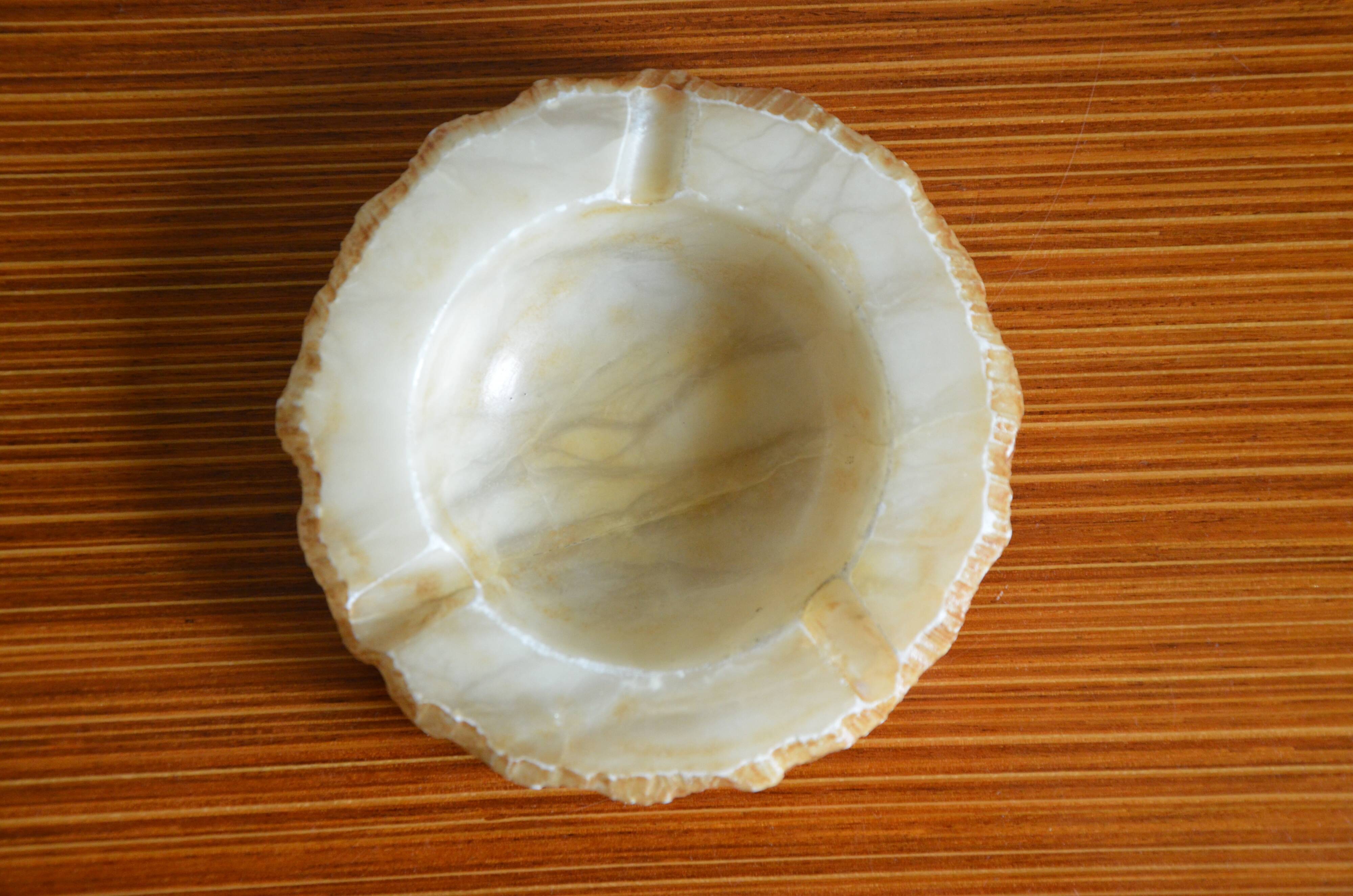 Beige alabaster ashtray