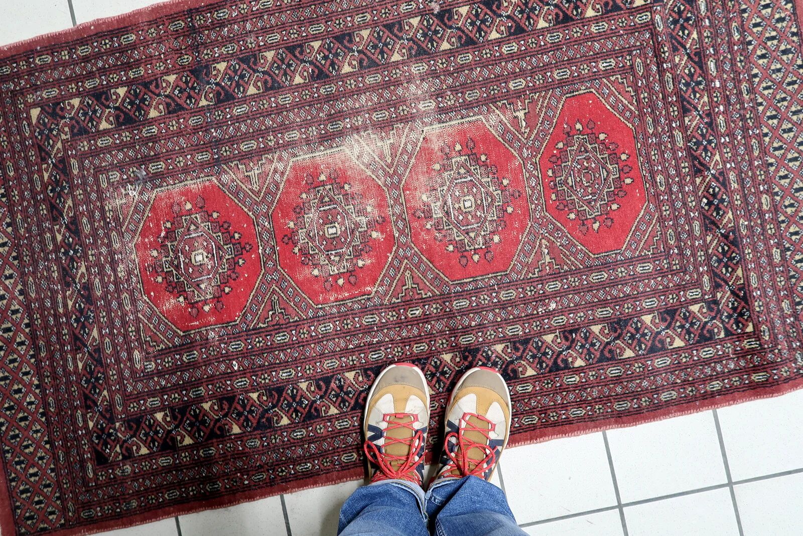 Antique Uzbek Bukhara handmade rug 92 cm x 162 cm 1930s - 1C1234