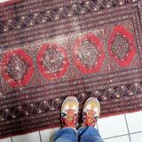 Antique Uzbek Bukhara handmade rug 92 cm x 162 cm 1930s - 1C1234