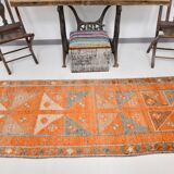 3x12 Rug For Laundry Orange Turkish Vintage Runner Rug, 95x370Cm SK 22033