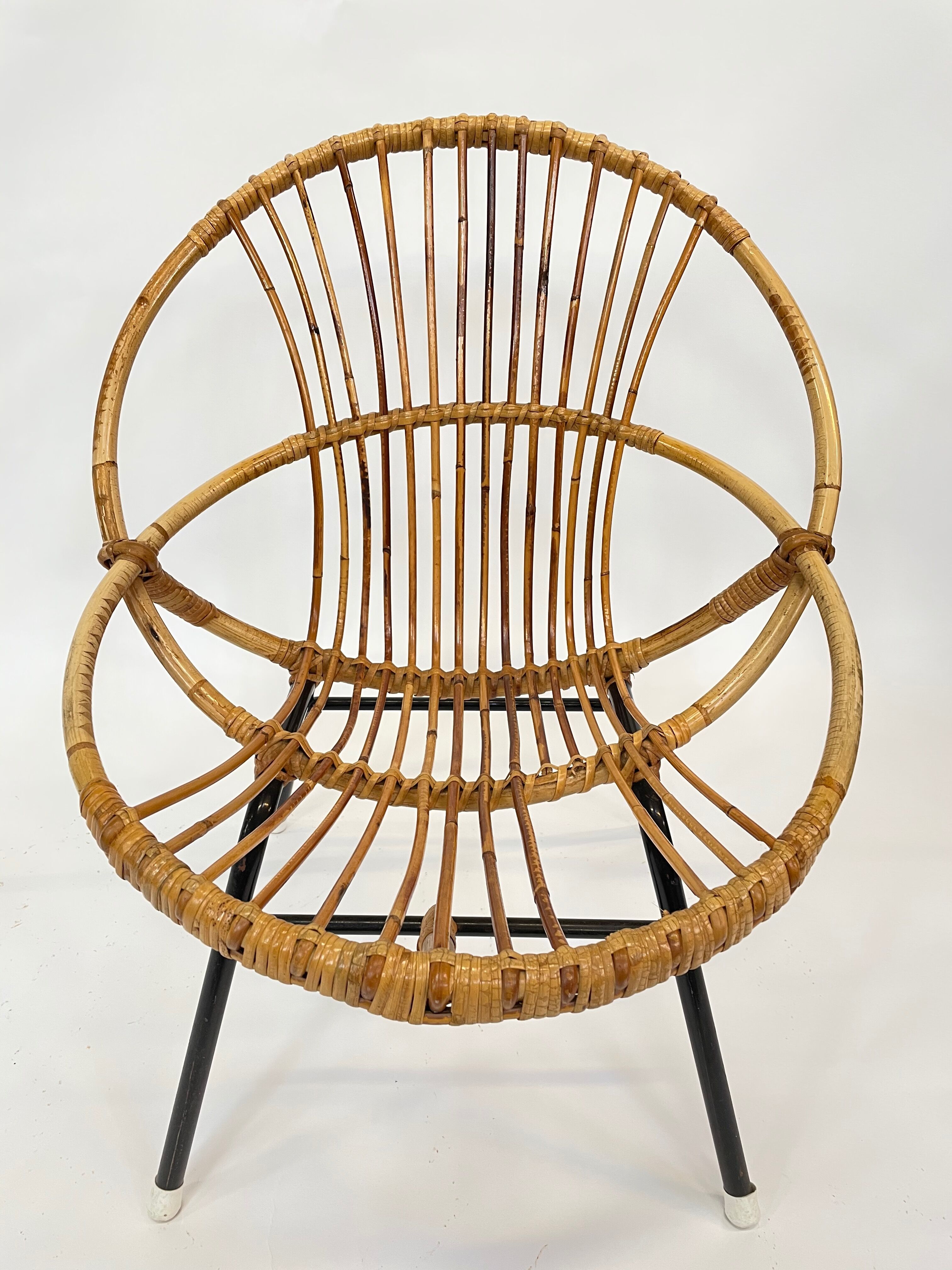 Fauteuil vintage en rotin par Dirk van Sliedregt Rohe Noordwolde 1960 aux Pays-Bas