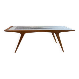 Berthold Muller's coffee table in masssive wood and ceramic