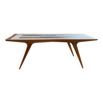 Table basse de Berthold Muller en bois masssif et céramique