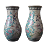 Paire de vases Japonais aux oiseaux émaux 36cm Japon XIX