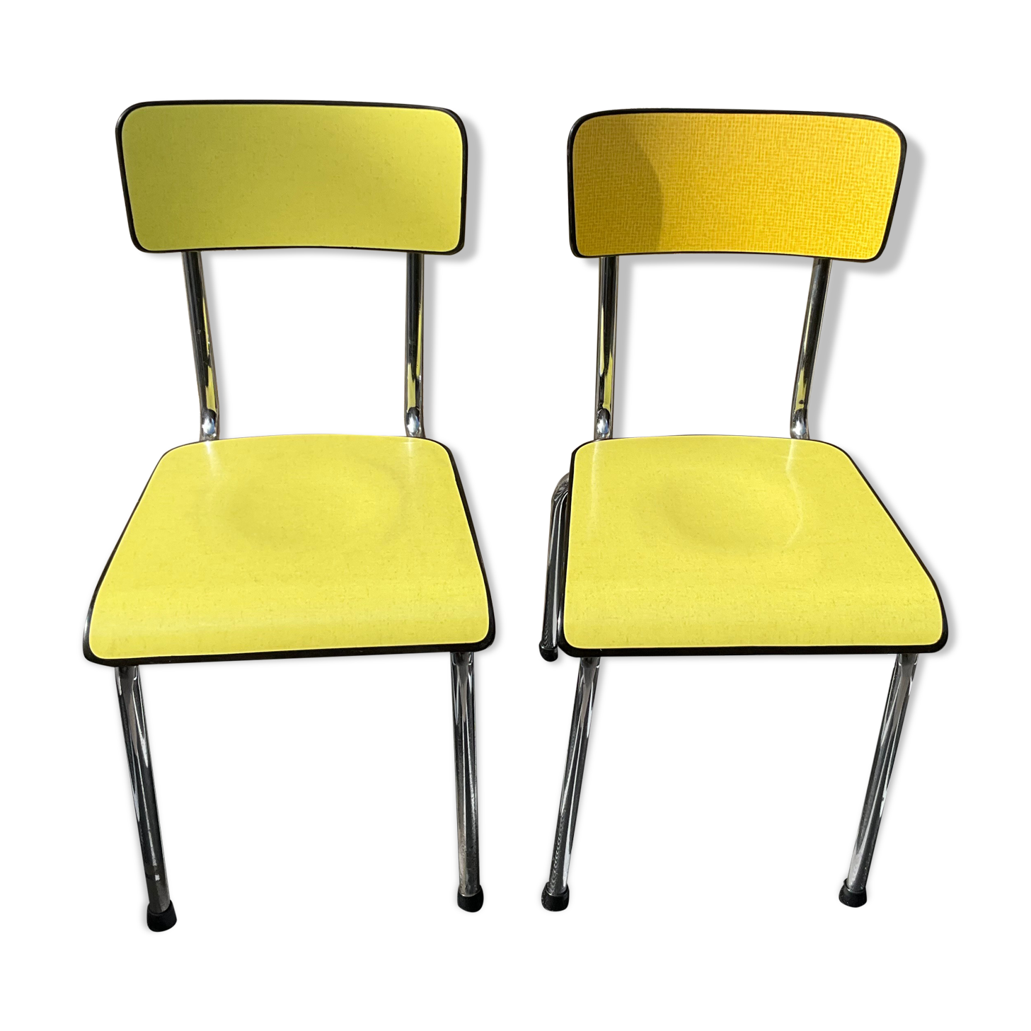 Paire de chaises formica jaune tubauto