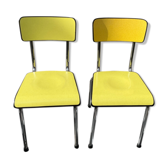 Pair of formica yellow tubauto chairs