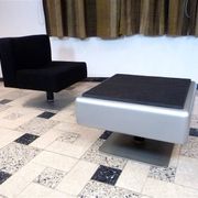 System 350 lounge chairs & side table by Herbert Hirche for Mauser, 1974, set of 3