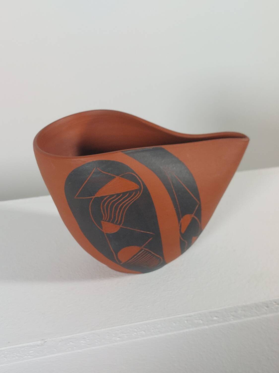 Vintage sgraffito decor ceramic vase Rudi Stahl Germany 1950s