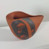 Vintage sgraffito decor ceramic vase Rudi Stahl Germany 1950s