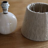 Alabaster ball lamp foot with rope lampshade