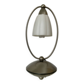 Vintage lamp in opaline and brushed aluminum