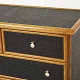 Commode bambou rotin laiton French Riviera 1960