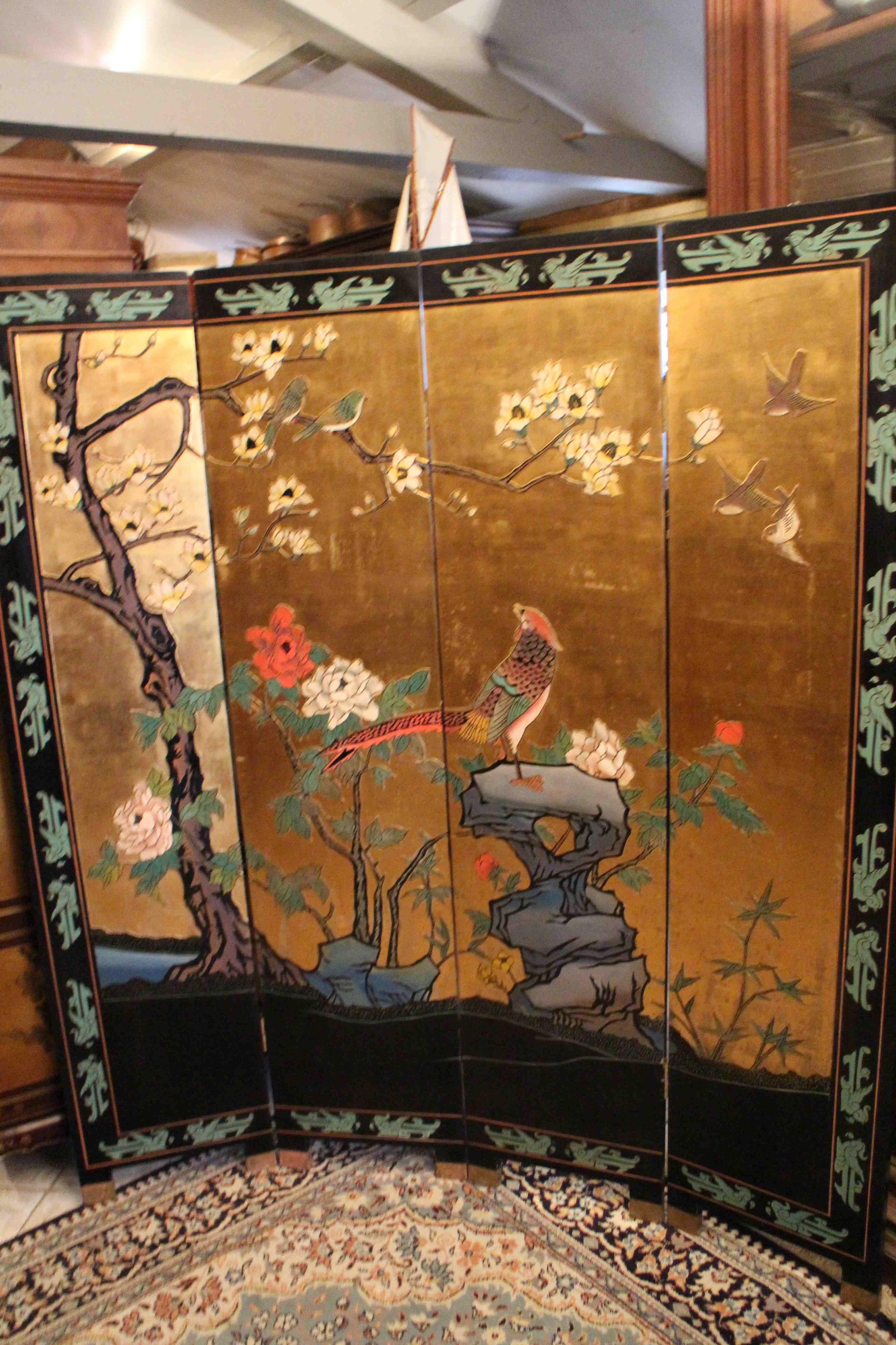 4-leaf screen lace-up decoration Far East Japan type Coromandel