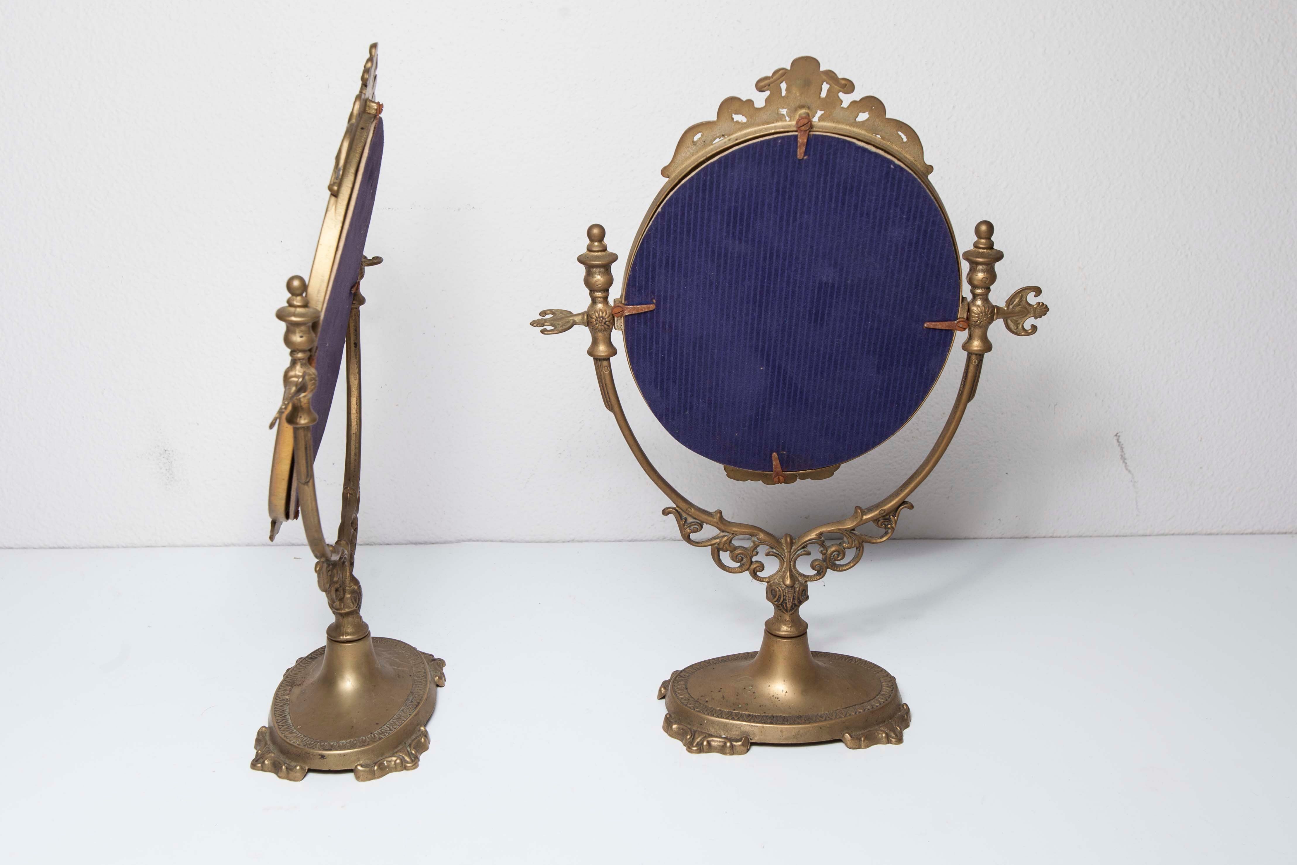 Pair of brass table mirror  28x39cm