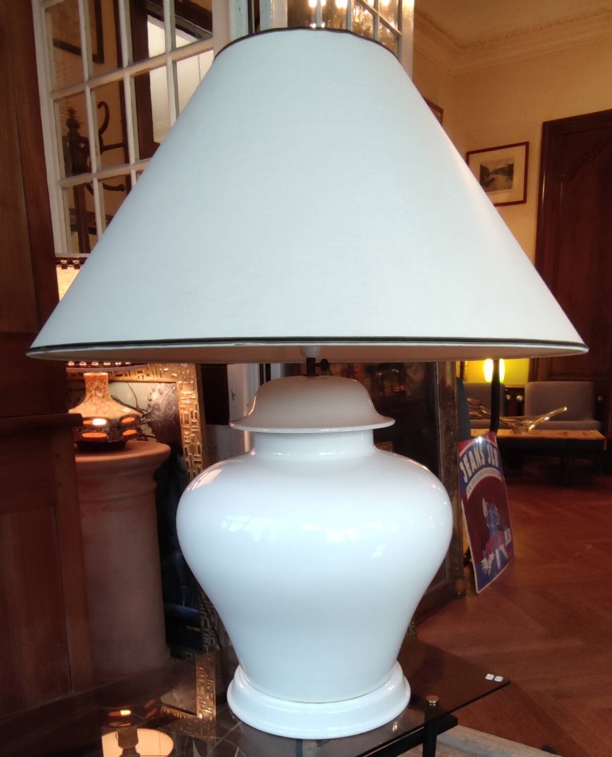 Very large designer ceramic lamp François Chatain