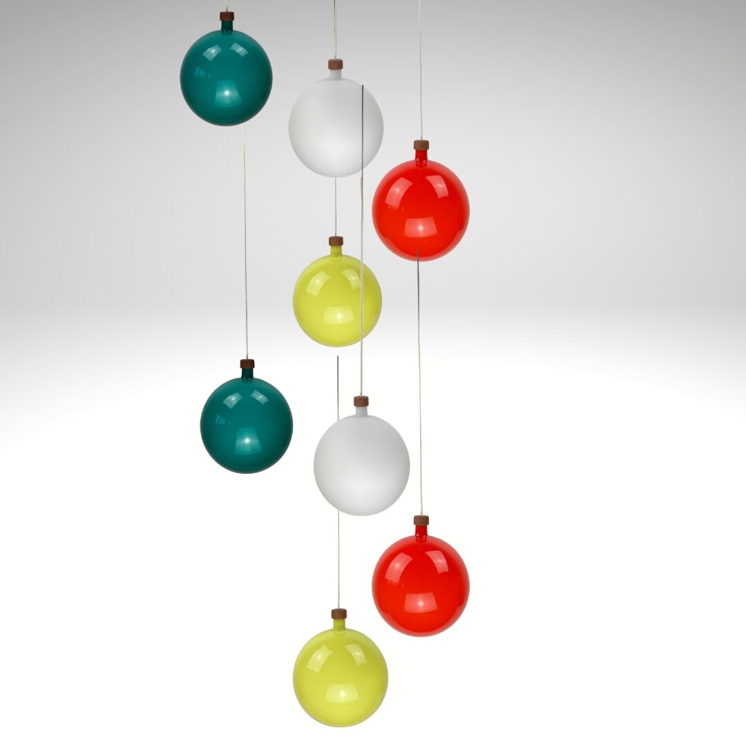 Cascade glass and teak lamp by Uno & Östen Kristiansson for Luxus, Sweden 1960s