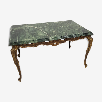 Louis XV-style green marble and bronze coffee table