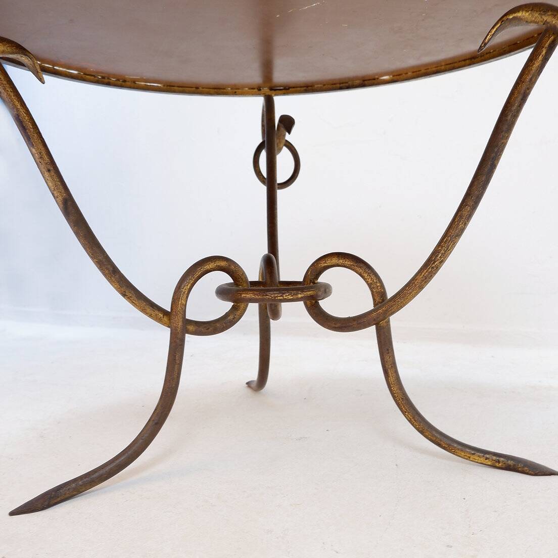 Gilded iron coffee table by René Drouet - 1940s