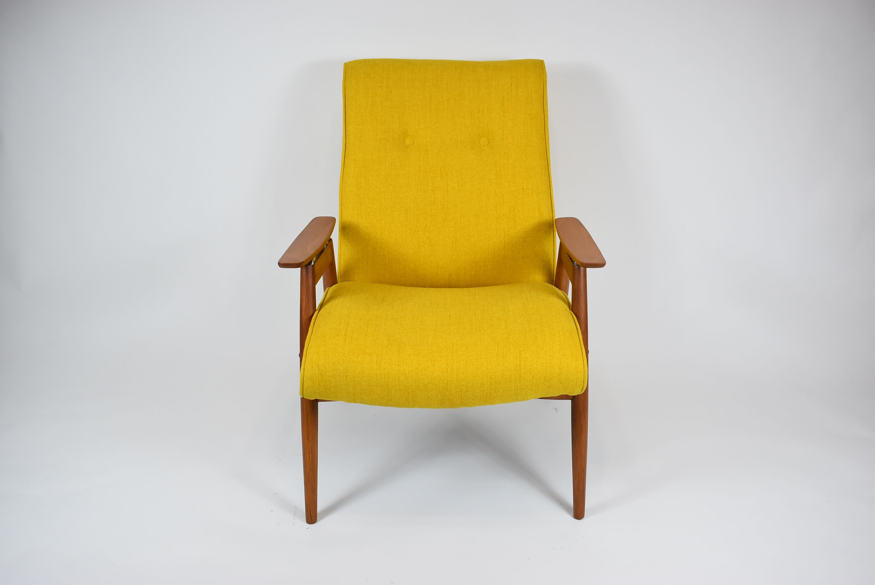 Czech original armchair TON, type 6950, 1960s, yellow, restored