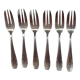6 antique dessert forks, in silver with hallmark.