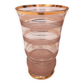 Vase en verre rose granité - Années 50