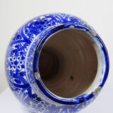 Large Moroccan vase/jar from Fès, handcrafted ceramic Khabia, 19th-20th century, cobalt.
