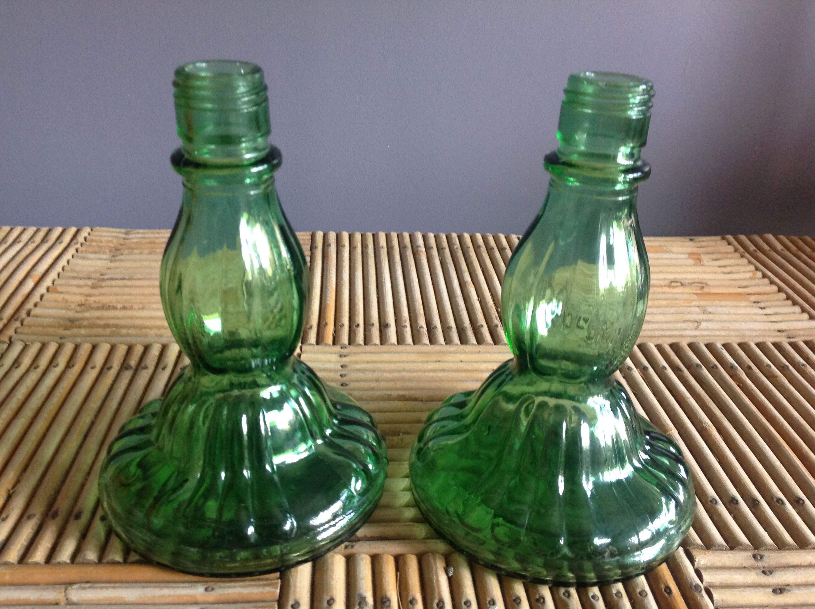 Pair of candlesticks in glass