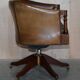 Vintage Patinated Leather Chesterfield Swivel Captain's Armchair