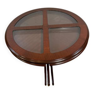 table basse ronde vintage - acajou